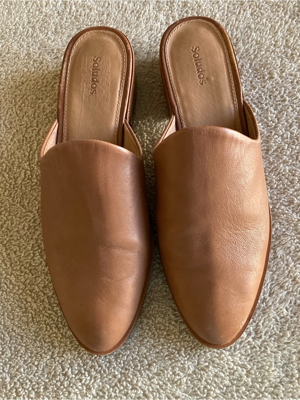 Soludos Tan Leather Backless Slip-On Mules